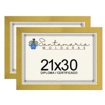 Kit 2 Molduras Porta Diploma Certificado A4 21x30 Amarelo