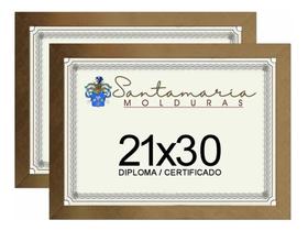 Kit 2 Molduras Porta Diploma Certificado A4 21X30 Dourado