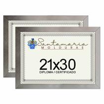 Kit 2 Molduras Porta Diploma Certificado A4 21x30 Prateado