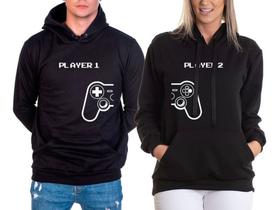 Kit/ 2 Moletom Blusa De Frio Casaco Canguru Casal Player 1 & Player 2
