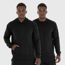 Kit 2 Moletom Canguru e Gola Redonda Preto Liso Benellys