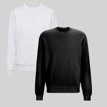 Kit 2 Moletom Careca Blusa De Frio Liso Flanelado Agasalho Costura Dupla