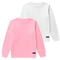 Kit 2 Moletom Infantil Liso Básico Gola Redonda Sem Capuz