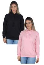 Kit 2 Moletom Liso Feminino Blusa de Frio Canguru Algodão