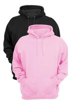 Kit 2 Moletom Liso Unissex Blusa De Frio Flanelado Canguru Bluza