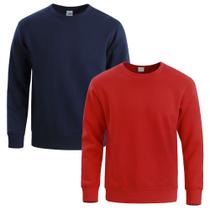 Kit 2 Moletom Masculino Liso Treino Frio Gola Careca Slim