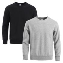 Kit 2 Moletom Masculino Liso Treino Frio Gola Careca Slim