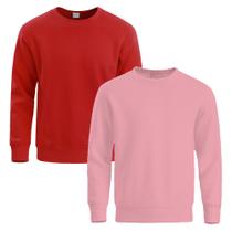 Kit 2 Moletom Masculino Liso Treino Frio Gola Careca Slim