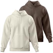 Kit 2 moletom Unissex Blusa de Frio Casual Forrado Macio Flanelado