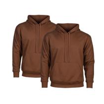 Kit 2 Moletom Unissex Canguru Liso Flanelado com Capuz e Bolso Blusa de Frio Algodão Inverno Básico e Confortável