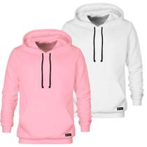 Kit 2 Moletons Canguru Masculino e Feminino Liso Básico com Capuz e Bolso