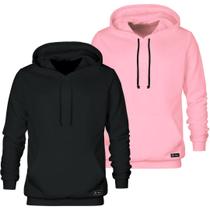 Kit 2 Moletons Canguru Masculino e Feminino Liso Básico com Capuz e Bolso Kit 2 Moletons Canguru Masculino e Feminino Liso Básico com Capuz e Bolso