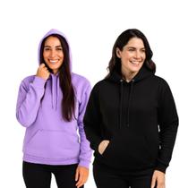 Kit 2 Moletons Feminino Confortável Blusa de Frio Algodão Canguru