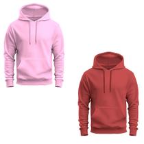 Kit 2 Moletons Liso Basico Blusa De Frio Canguru Confortavel Inverno