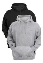 Kit 2 Moletons Liso Flanelado Blusa De Frio Canguru Casual