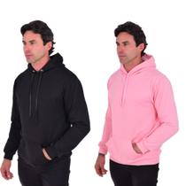 Kit 2 Moletons Masculino Blusa De Frio Confortável Básico Liso Com Capuz