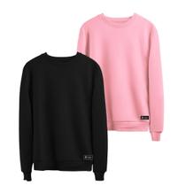 Kit 2 Moletons Masculino e Feminino Liso Básico sem Capuz gola Redonda
