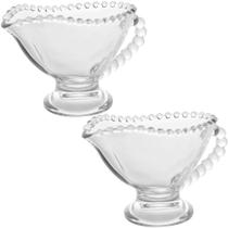 Kit 2 Molheiras Pearl de Cristal 140ml com Alça Porta Molhos Mesa Posta Servir Caldas Wolff
