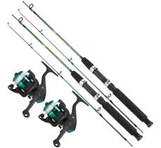 Kit 2 Molinetes 3 Rolamentos Alpha 300 2 Varas de Pesca 10kg 2 Linhas Anzol- Vrs Fishing