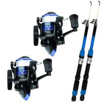 Kit 2 Molinetes Albatroz LP 1000 com Linha 2 Varas Cmik Telescópica 1,70mts