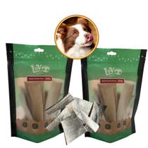 Kit 2 Mordedor Natural Desidratado Pele Bovina para Cachorro Aparas Bovina 150g Luv Petiscos