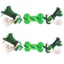 Kit 2 Mordedores De Corda Com Ossinho De Borracha Para Cães.