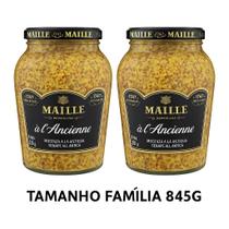 Kit 2 mostardas maille 845g em grãos com vinho branco francesa importada gourmet tamanho família