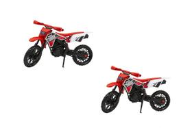 Kit 2 MotoCross Brinquedo Grande Realista Trilha Vermelha