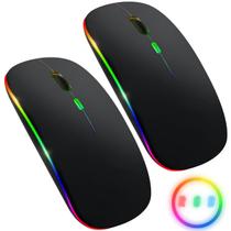 Kit 2 Mouse Sem Fio Recarregável Wireles Optico Led Rgb Ergonômico