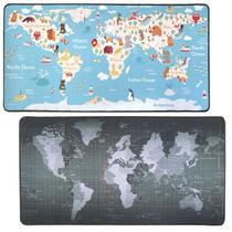 Kit 2 mousepad gamer 70x35 mapa mundi preto e infantil