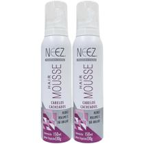 Kit 2 Mousse Cabelos Cacheados Neez Finalizador Capilar Penteado Hidratante Ação Rápida 150ml