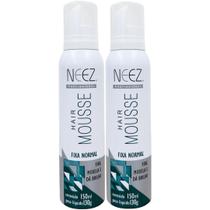 Kit 2 Mousse Fixador Capilar Neez Finalizador Penteado Hidratante Ação Rápida Fixação Normal 150ml