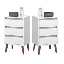 Kit 2 Movel Multitarefa Apoio Mesa Mesinha Para Cabeceira Casal Solteiro Retro Wood EJ Cores