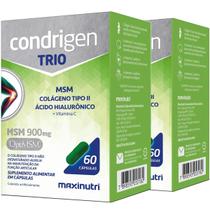 Kit 2 MSM Colágeno Tipo 2 Ácido Hialurônico com Vitamina C 900mg Condrigen Trio 60 Cápsulas Maxinutri