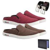 Kit 2 Mule Slip On Urban Casual +Carteira + Cinto