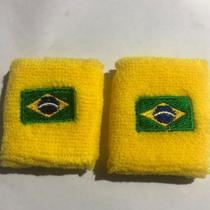 kit 2 Munhequeira Pulseira Brasil Copa Do Mundo Bracelete