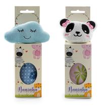 Kit 2 Naninhas de Bebê em Animais Modelos Diferentes - Nuvem Azul e Panda Menina - Barros Baby Store