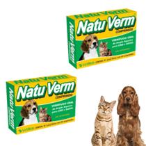 Kit 2 Natu Verm 4 Comprimidos Vermífugo Para Cães e Gatos Oral Vetbrasvet