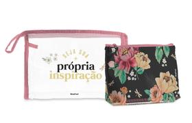 Kit 2 necessaire viagem estojo frases - seja sua inspiracao - Brasfoot Presentes
