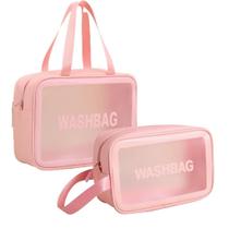 Kit 2 Nécessaire Washbag Transparente Ideal Para Viagens Kit 2 Nécessaire Washbag Transparente Ideal Para Viagens