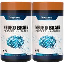 Kit 2 Neuro Brain Magnésio L Treo nato 500mg 90 Capsulas Fitoprime