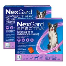 Kit 2 NexGard Spectra Anti Pulgas e Carrapatos para Cães de 15,1 a 30kg 1 Tablete Mastigável