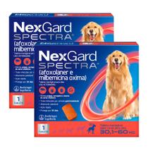 Kit 2 NexGard Spectra Anti Pulgas e Carrapatos para Cães de 30,1 a 60kg 1 Tablete Mastigável