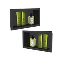 Kit 2 Nicho de Parede Plástico 30x60 Cm Preto