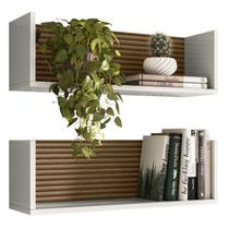 Kit 2 Nichos De Parede 60 cm 14064 Off White Cristal Ripado Madeira Dmad Kit 2 Nichos De Parede 60 cm 14064 Off White Cristal Ripado Madeira Dmad