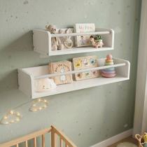 Kit 2 Nichos de Parede Mdf 62cm e 32cm Prateleira Infantil Bebê Porta Brinquedos Decorativa - Branco Kit 2 Nichos de Parede Mdf 62cm e 32cm Prateleira Infantil Bebê Porta Brinquedos Decorativa - Branco