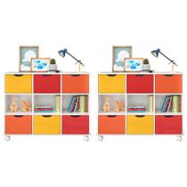 Kit 2 Nichos Organizadores 6 Gavetas com Rodízios Branco/Colorido - Qmovi Kit 2 Nichos Organizadores 6 Gavetas com Rodízios Branco/Colorido - Qmovi
