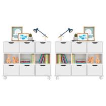 Kit 2 Nichos Organizadores 6 Gavetas com Rodízios Branco - Qmovi Kit 2 Nichos Organizadores 6 Gavetas com Rodízios Branco - Qmovi