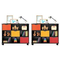 Kit 2 Nichos Organizadores com 3 Gavetas Preto/Colorido