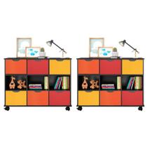 Kit 2 Nichos Organizadores com 6 Gavetas Preto/Colorido